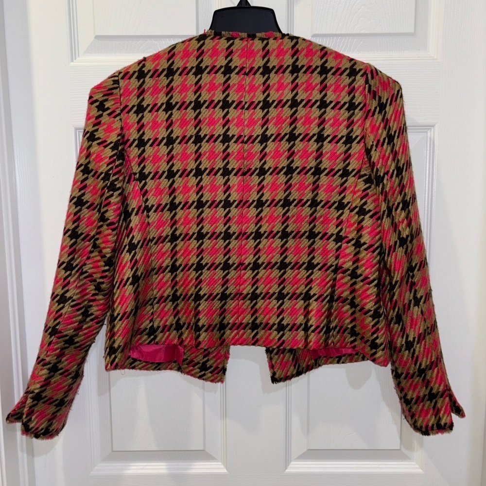 Jones New York Signature Women Short Jacket BLAZER Sz 6P PLAID PINK/BLACK/TAN.‌‌ - Picture 8 of 9